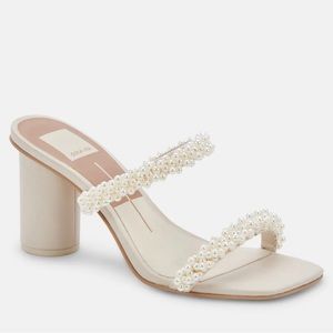 Dolce Vita Noel Wide Heels, Vanilla Pearls, Size 7.5